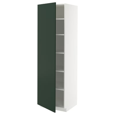 METOD Armoire avec tablettes, blanc/Havstorp vert profond, 60x60x200 cm
