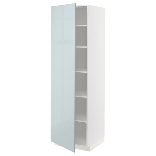 METOD Armoire avec tablettes, blanc/Kallarp bleu gris clair, 60x60x200 cm