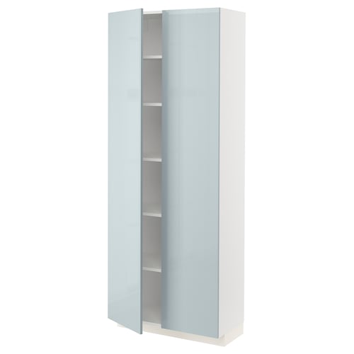METOD Armoire avec tablettes, blanc/Kallarp bleu gris clair, 80x37x200 cm
