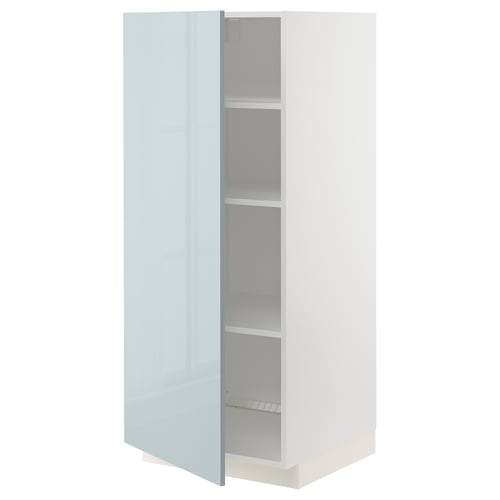 METOD Armoire avec tablettes, blanc/Kallarp bleu gris clair, 60x60x140 cm