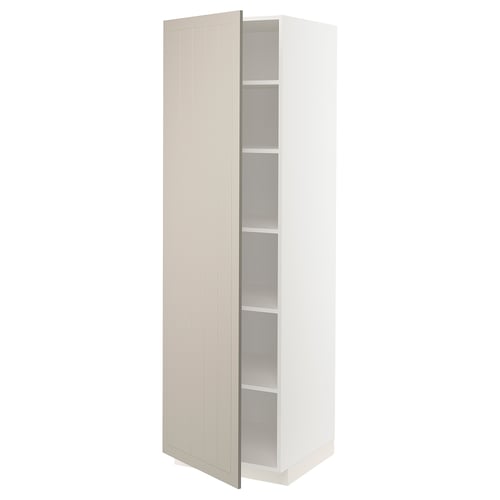METOD Armoire avec tablettes, blanc/Stensund beige, 60x60x200 cm