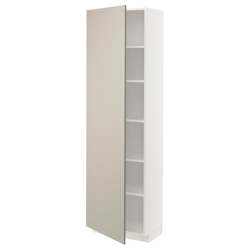 METOD Armoire avec tablettes, blanc/Stensund beige, 60x37x200 cm