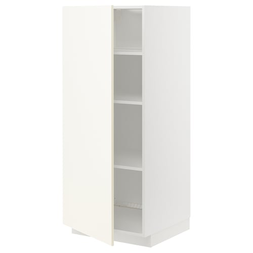 METOD Armoire avec tablettes, blanc/Vallstena blanc, 60x60x140 cm