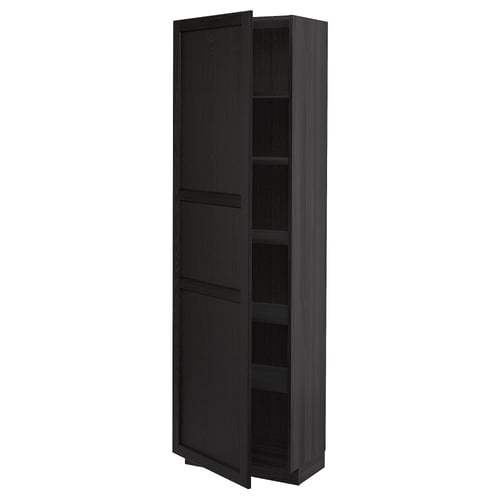 METOD Armoire avec tablettes, noir/Lerhyttan teinté noir, 60x37x200 cm