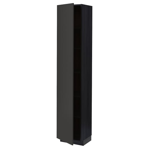 METOD Armoire avec tablettes, noir/Nickebo anthracite mat, 40x37x200 cm