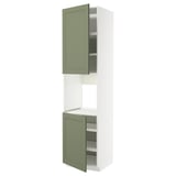 METOD Armoire four + 2 portes/tablette, blanc/Axstad gris vert, 60x60x240 cm