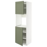 METOD Armoire four + 2 portes/tablette, blanc/Axstad gris vert, 60x60x200 cm