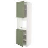 METOD Armoire four + 2 portes/tablette, blanc/Axstad gris vert, 60x60x220 cm