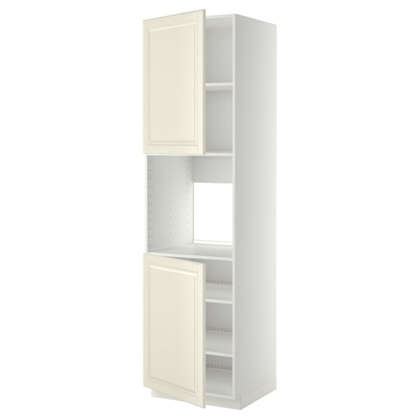 METOD Armoire four + 2 portes/tablette, blanc/Bodbyn blanc cassé, 60x60x220 cm