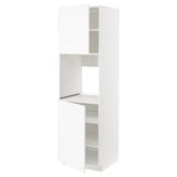 METOD Armoire four + 2 portes/tablette, blanc Enköping/blanc effet bois, 60x60x200 cm