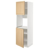 METOD Armoire four + 2 portes/tablette, blanc/Forsbacka chêne, 60x60x200 cm