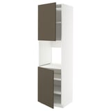 METOD Armoire four + 2 portes/tablette, blanc/Havstorp brun-beige, 60x60x220 cm