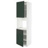 METOD Armoire four + 2 portes/tablette, blanc/Havstorp vert profond, 60x60x220 cm