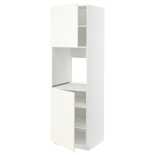 METOD Armoire four + 2 portes/tablette, blanc/Vallstena blanc, 60x60x200 cm