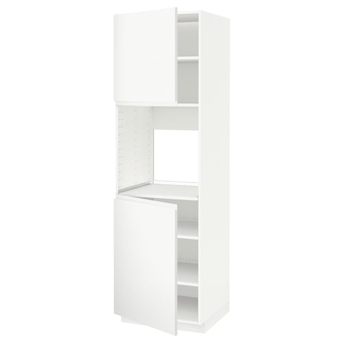 METOD Armoire four + 2 portes/tablette, blanc/Voxtorp blanc mat, 60x60x200 cm