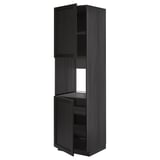 METOD Armoire four + 2 portes/tablette, noir/Lerhyttan teinté noir, 60x60x220 cm