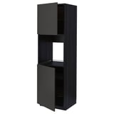 METOD Armoire four + 2 portes/tablette, noir/Nickebo anthracite mat, 60x60x200 cm