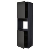 METOD Armoire four + 2 portes/tablette, noir/Nickebo anthracite mat, 60x60x220 cm