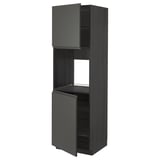 METOD Armoire four + 2 portes/tablette, noir/Voxtorp gris foncé, 60x60x200 cm