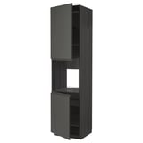 METOD Armoire four + 2 portes/tablette, noir/Voxtorp gris foncé, 60x60x240 cm