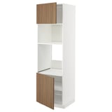 METOD Armoire four/micro-ondes 2portes/tb, blanc/Tistorp effet noyer foncé, 60x60x200 cm