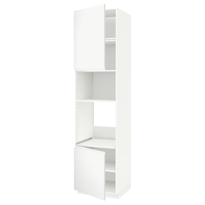 METOD Armoire four/micro-ondes 2portes/tb, blanc/Voxtorp blanc mat, 60x60x240 cm