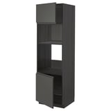 METOD Armoire four/micro-ondes 2portes/tb, noir/Voxtorp gris foncé, 60x60x200 cm
