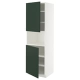 METOD Armoire micro-ondes+2ptes/tablette, blanc/Havstorp vert profond, 60x60x200 cm