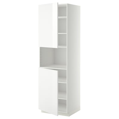 METOD Armoire micro-ondes+2ptes/tablette, blanc/Ringhult blanc, 60x60x200 cm