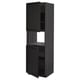 METOD Armoire micro-ondes+2ptes/tablette, noir/Lerhyttan teinté noir, 60x60x200 cm