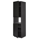 METOD Armoire micro-ondes+2ptes/tablette, noir/Lerhyttan teinté noir, 60x60x220 cm