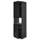 METOD Armoire micro-ondes+2ptes/tablette, noir/Lerhyttan teinté noir, 60x60x220 cm