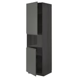 METOD Armoire micro-ondes+2ptes/tablette, noir/Voxtorp gris foncé, 60x60x220 cm