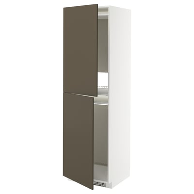 METOD Armoire pour réfrig./congélateur, blanc/Havstorp brun-beige, 60x60x200 cm