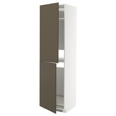 METOD Armoire pour réfrig./congélateur, blanc/Havstorp brun-beige, 60x60x220 cm