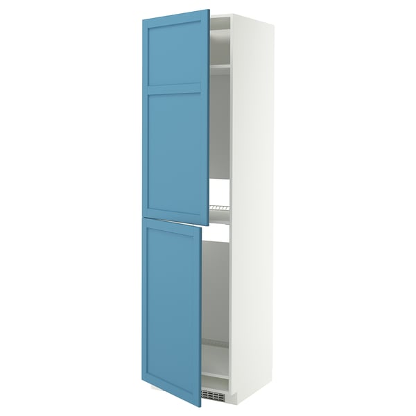 METOD Armoire pour réfrig./congélateur, blanc/Lerhyttan bleu, 60x60x220 cm