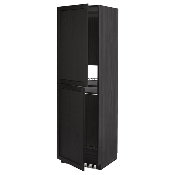 METOD Armoire pour réfrig./congélateur, noir/Lerhyttan teinté noir, 60x60x200 cm