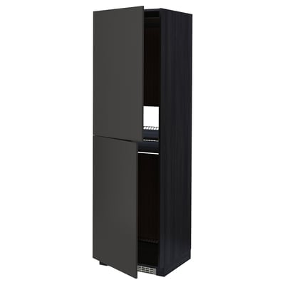 METOD Armoire pour réfrig./congélateur, noir/Nickebo anthracite mat, 60x60x200 cm