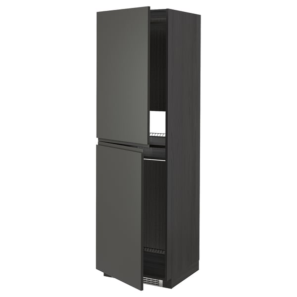 METOD Armoire pour réfrig./congélateur, noir/Voxtorp gris foncé, 60x60x200 cm