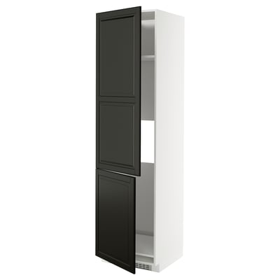 METOD Armoire réfr/cong 2ptes, blanc/Bodbyn noir, 60x60x220 cm