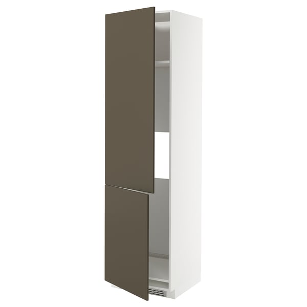 METOD Armoire réfr/cong 2ptes, blanc/Havstorp brun-beige, 60x60x220 cm