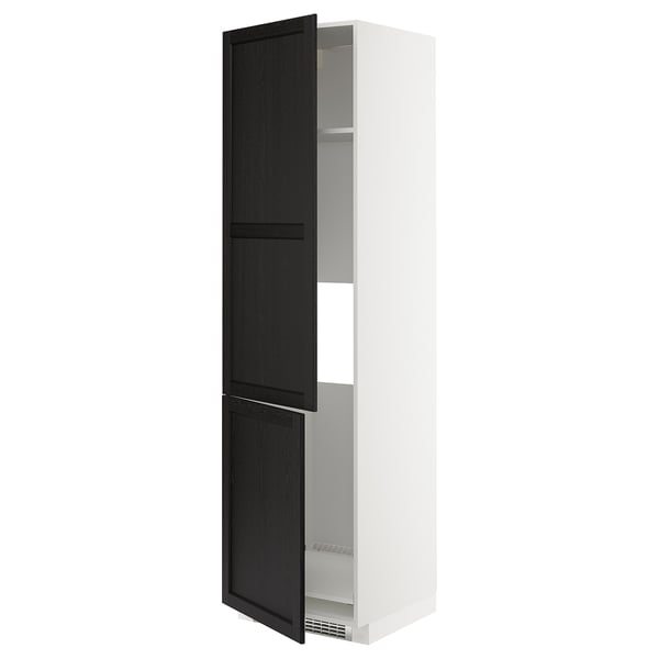 METOD Armoire réfr/cong 2ptes, blanc/Lerhyttan teinté noir, 60x60x220 cm
