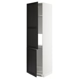 METOD Armoire réfr/cong 2ptes, noir/Lerhyttan teinté noir, 60x60x220 cm