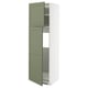 METOD Armoire réfrigérateur + 2 portes, blanc/Axstad gris vert, 60x60x200 cm