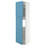 METOD Armoire réfrigérateur + 2 portes, blanc/Lerhyttan bleu, 60x60x220 cm