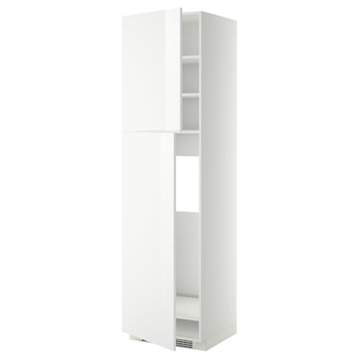 METOD Armoire réfrigérateur + 2 portes, blanc/Ringhult blanc, 60x60x220 cm