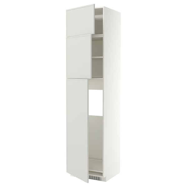 METOD Armoire réfrigérateur + 3 portes, blanc/Aspudden gris clair, 60x60x240 cm