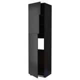 METOD Armoire réfrigérateur + 3 portes, noir/Nickebo anthracite mat, 60x60x240 cm