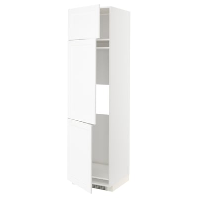 METOD Armoire réfrigérateur/congél+3ptes, blanc Enköping/blanc effet bois, 60x60x220 cm