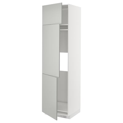 METOD Armoire réfrigérateur/congél+3ptes, blanc/Havstorp gris clair, 60x60x220 cm